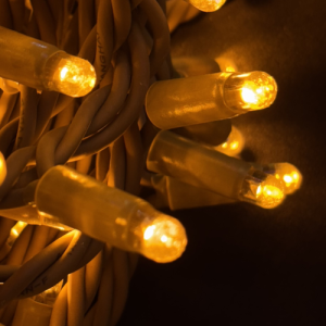 Guirnalda Led 12m en 3 tramos, 180 maxiled, cable marrón - Ámbar